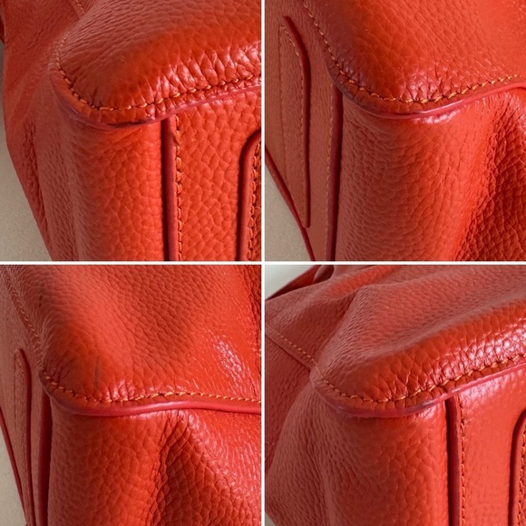 Beck Beckini Bag Tote Crossbody Satchel Italian Pebble Leather Logo Embossed - Picture 12 of 13